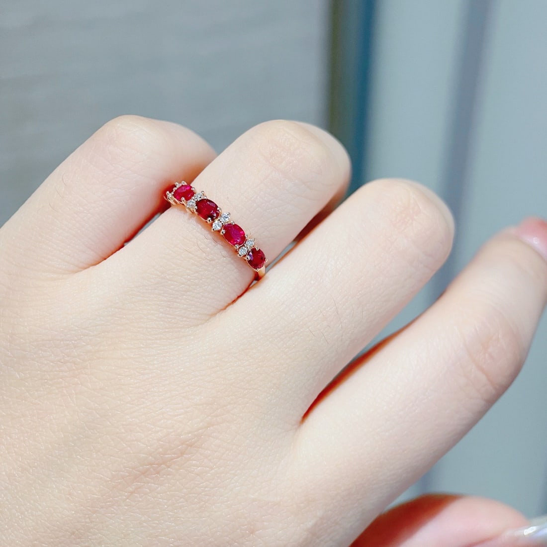 14k Gold 0.9 Ct Natural Ruby & Diamond Ring - 5