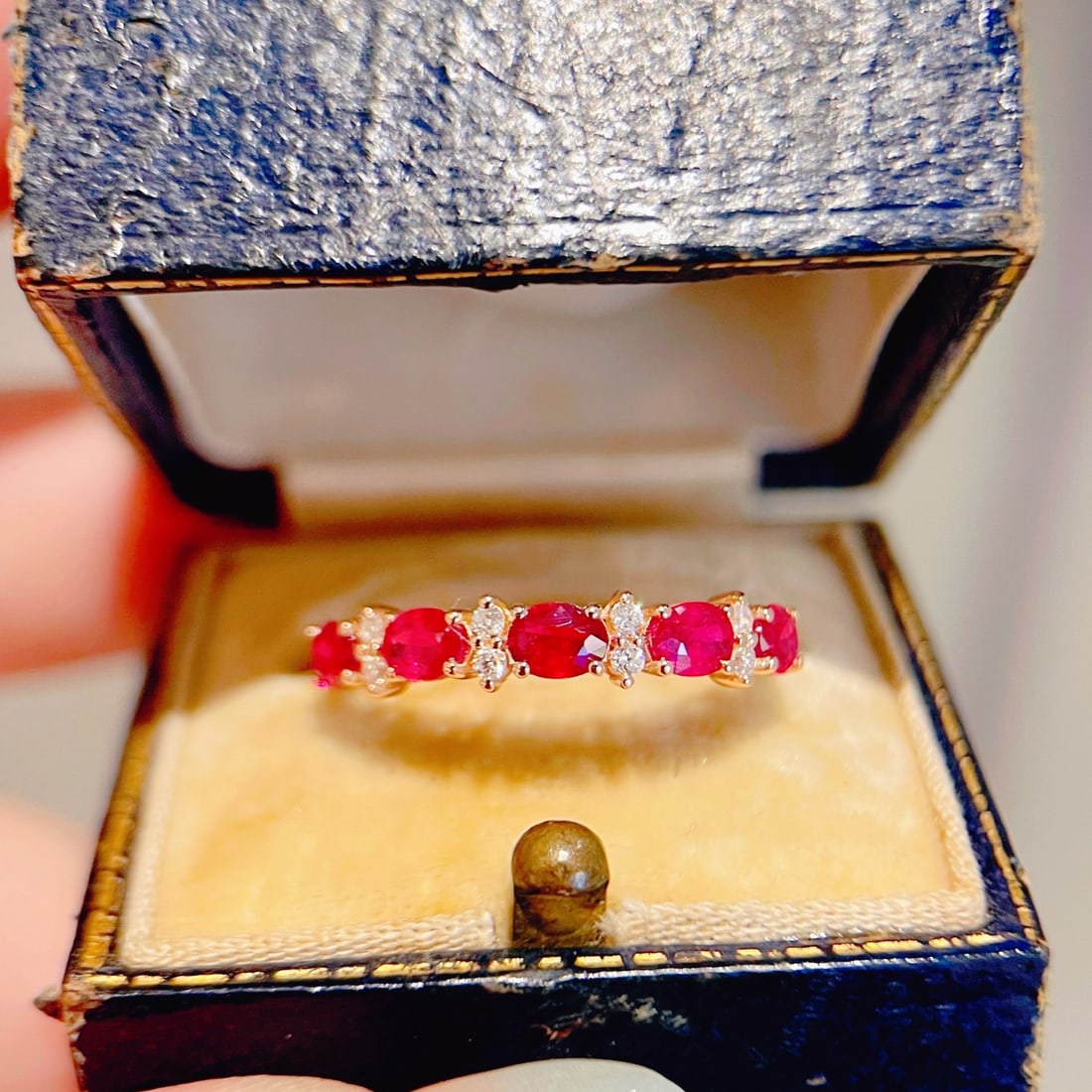 14k Gold 0.9 Ct Natural Ruby & Diamond Ring - 6