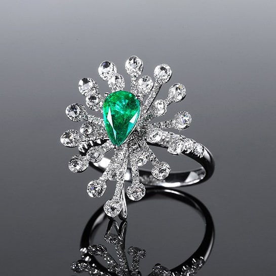 14k Gold 2.02 Ctw Vivid Green Natural Emerald & Diamond Ring/pendant( Without Chain ) - 2
