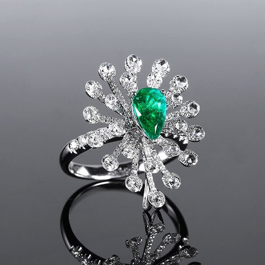 14k Gold 2.02 Ctw Vivid Green Natural Emerald & Diamond Ring/pendant( Without Chain ) - 3