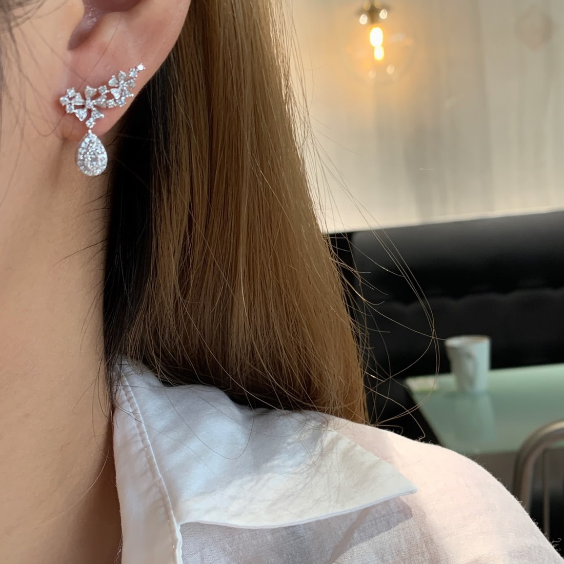 14k Gold 0.84 Ct Natural H Diamond Earrings - 6