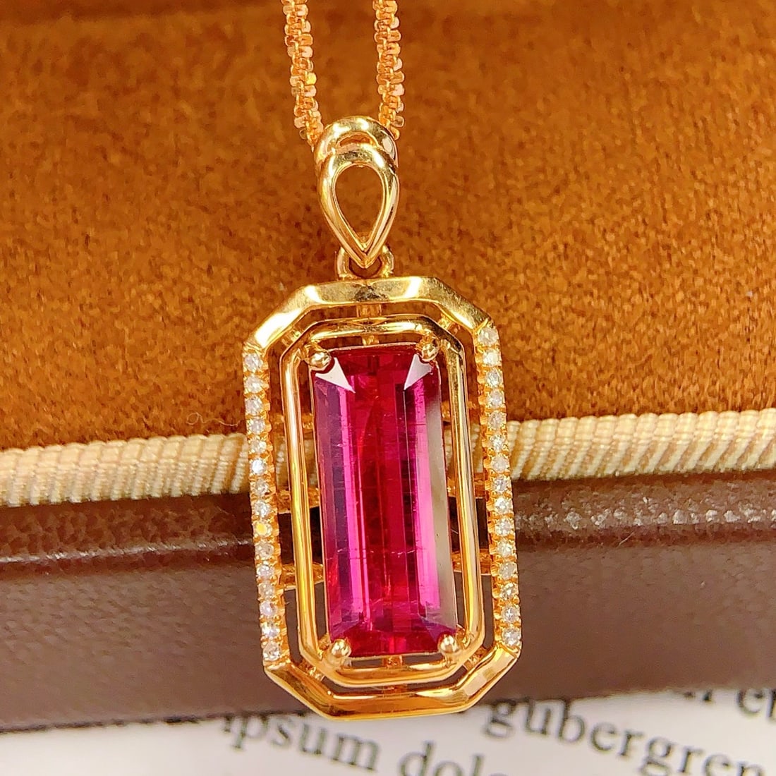 14k Gold 2.5 Ct Natural Tourmaline & Diamond Pendant( Without Chain ) - 3