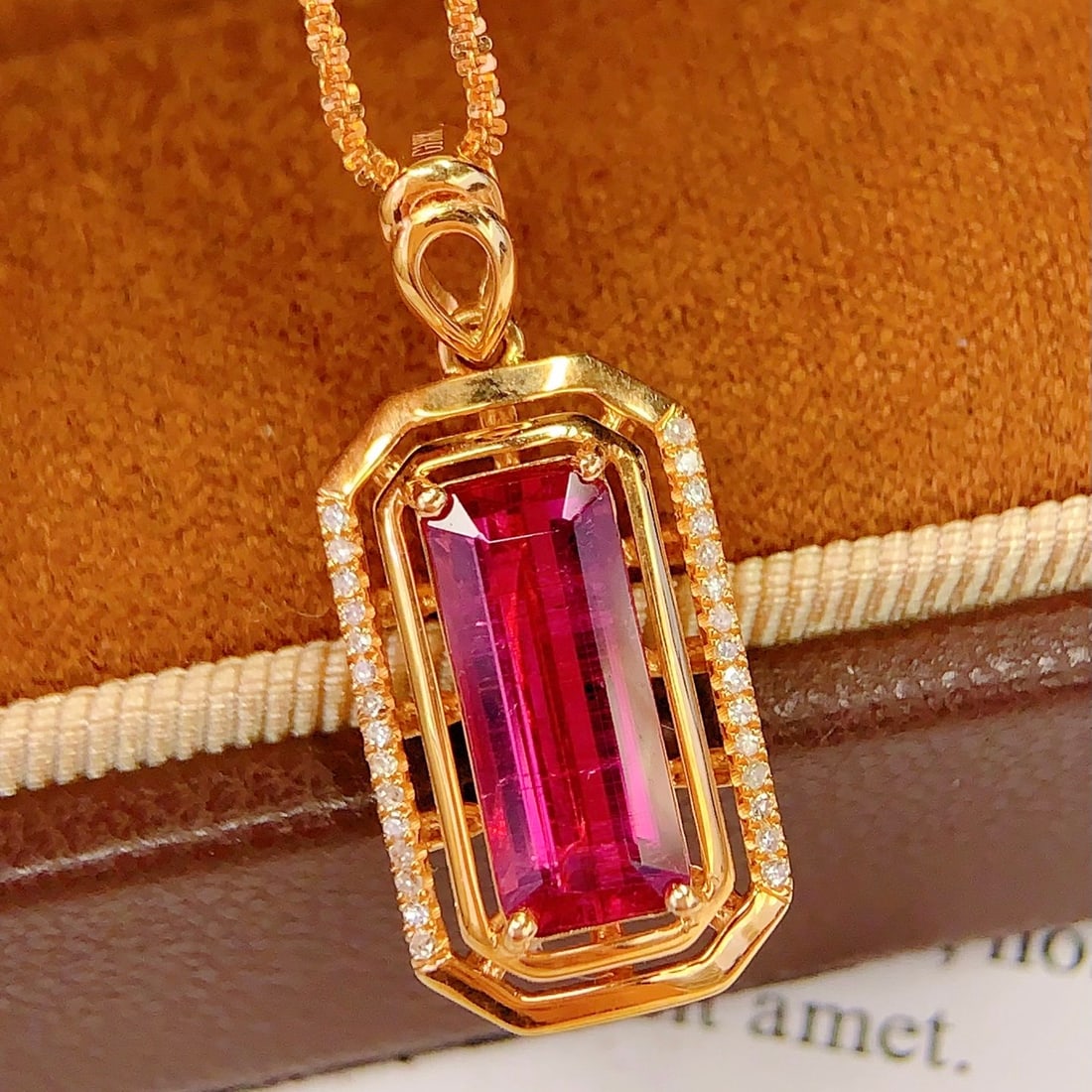 14k Gold 2.5 Ct Natural Tourmaline & Diamond Pendant( Without Chain ) - 4