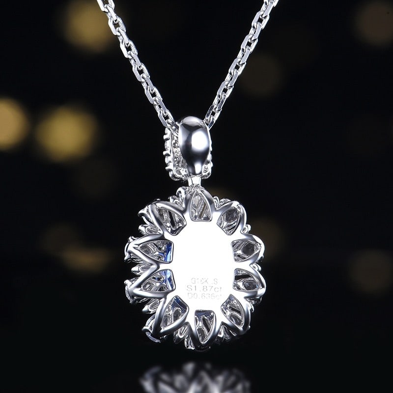 14k Gold 2.50 Ctw Natural Sapphire & Diamond Pendant( Without Chain ) - 5