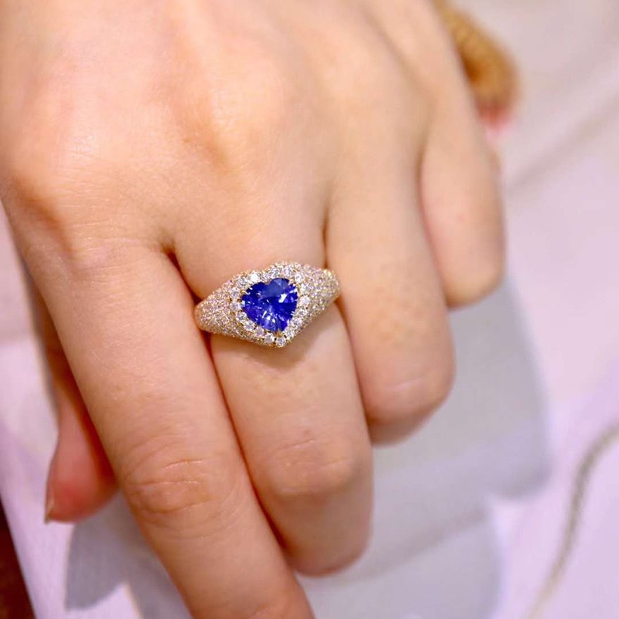 14k Gold 2.38 Ctw Natural Sapphire & Diamond Ring - 4