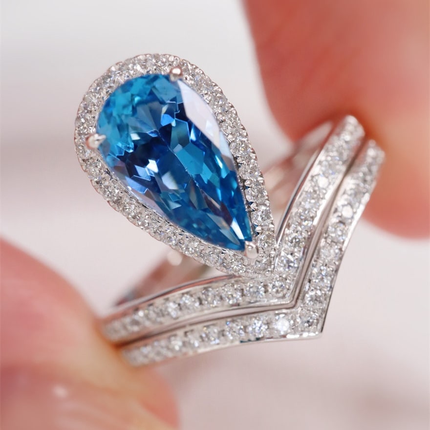 14k Gold 1.38 Ctw Natural Aquamarine & Diamond Ring - 2