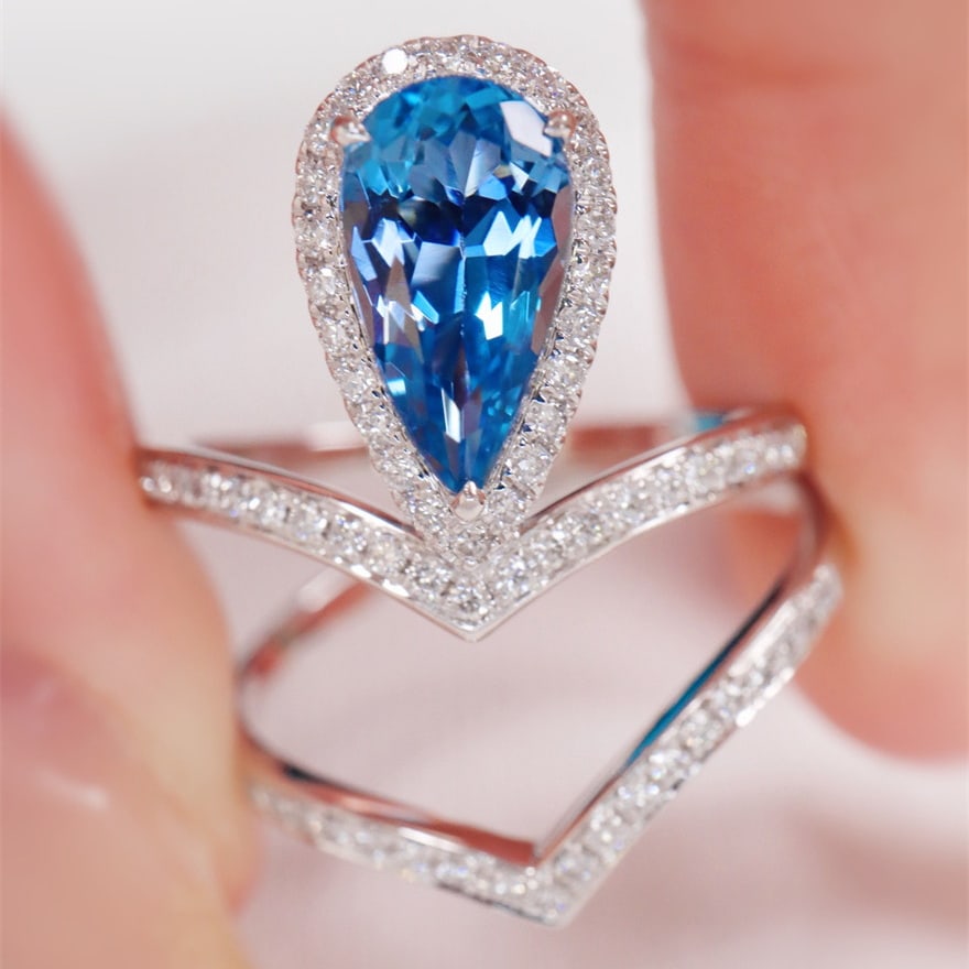 14k Gold 1.38 Ctw Natural Aquamarine & Diamond Ring - 4