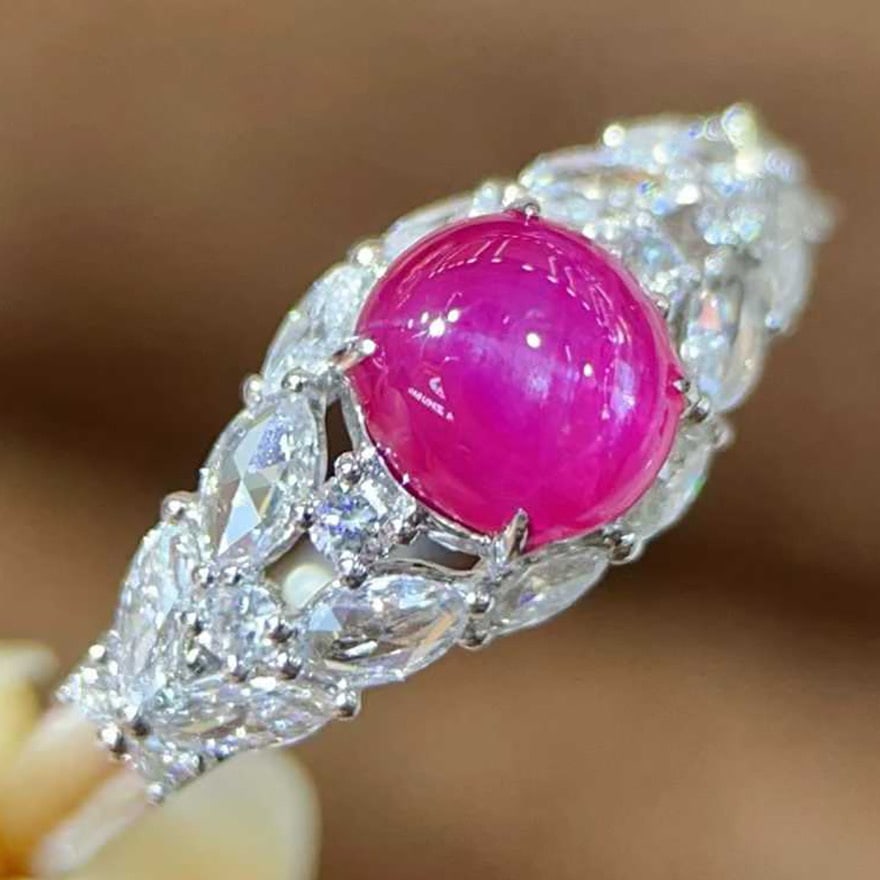 14k Gold 1.72 Ctw Natural Star Ruby & Diamond Ring - 2