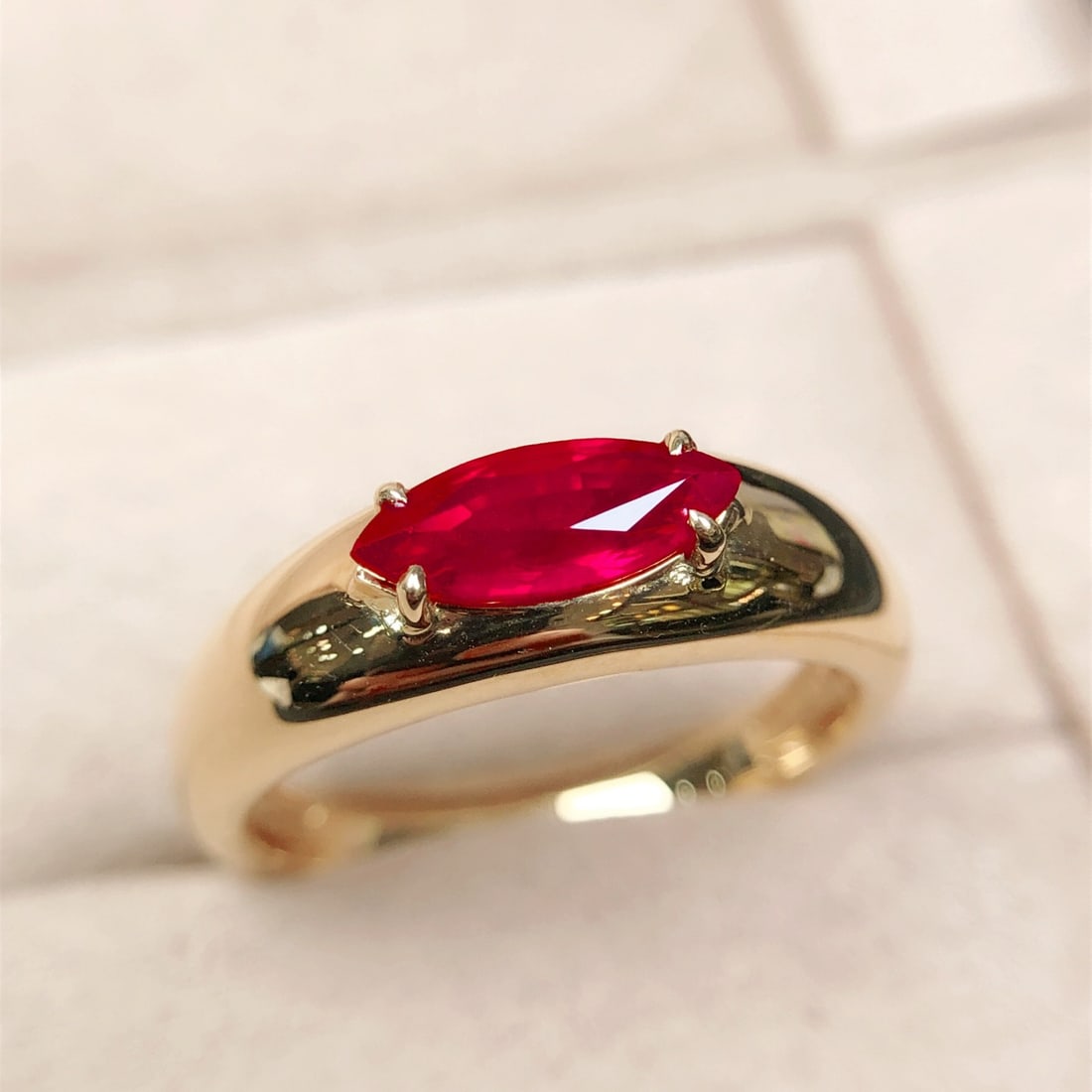 14k Gold 1.01 Ct Natural Ruby Ring - 9