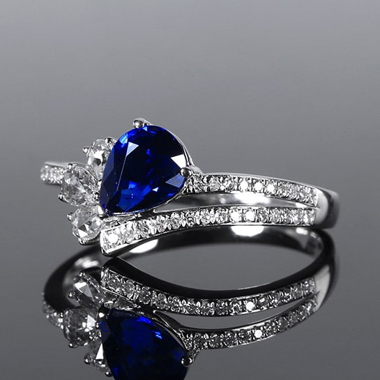 14k Gold 1.30 Ctw Natural Sapphire & Diamond Ring - 2
