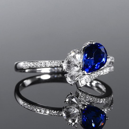 14k Gold 1.30 Ctw Natural Sapphire & Diamond Ring - 3
