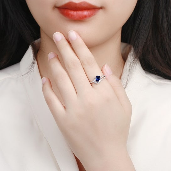 14k Gold 1.30 Ctw Natural Sapphire & Diamond Ring - 5