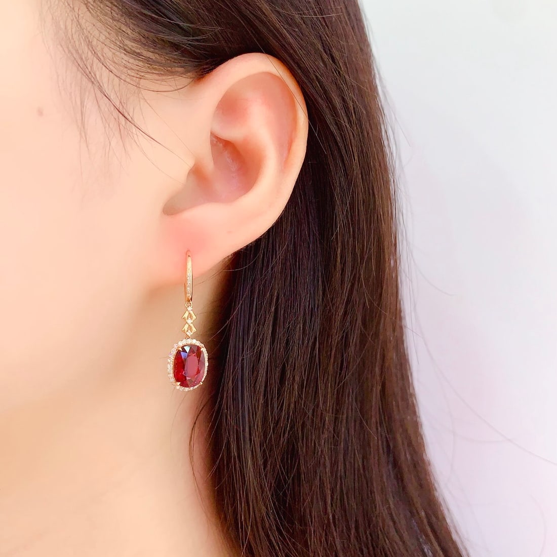 14k Gold 6 Ct Natural Tourmaline & Diamond Earrings - 6