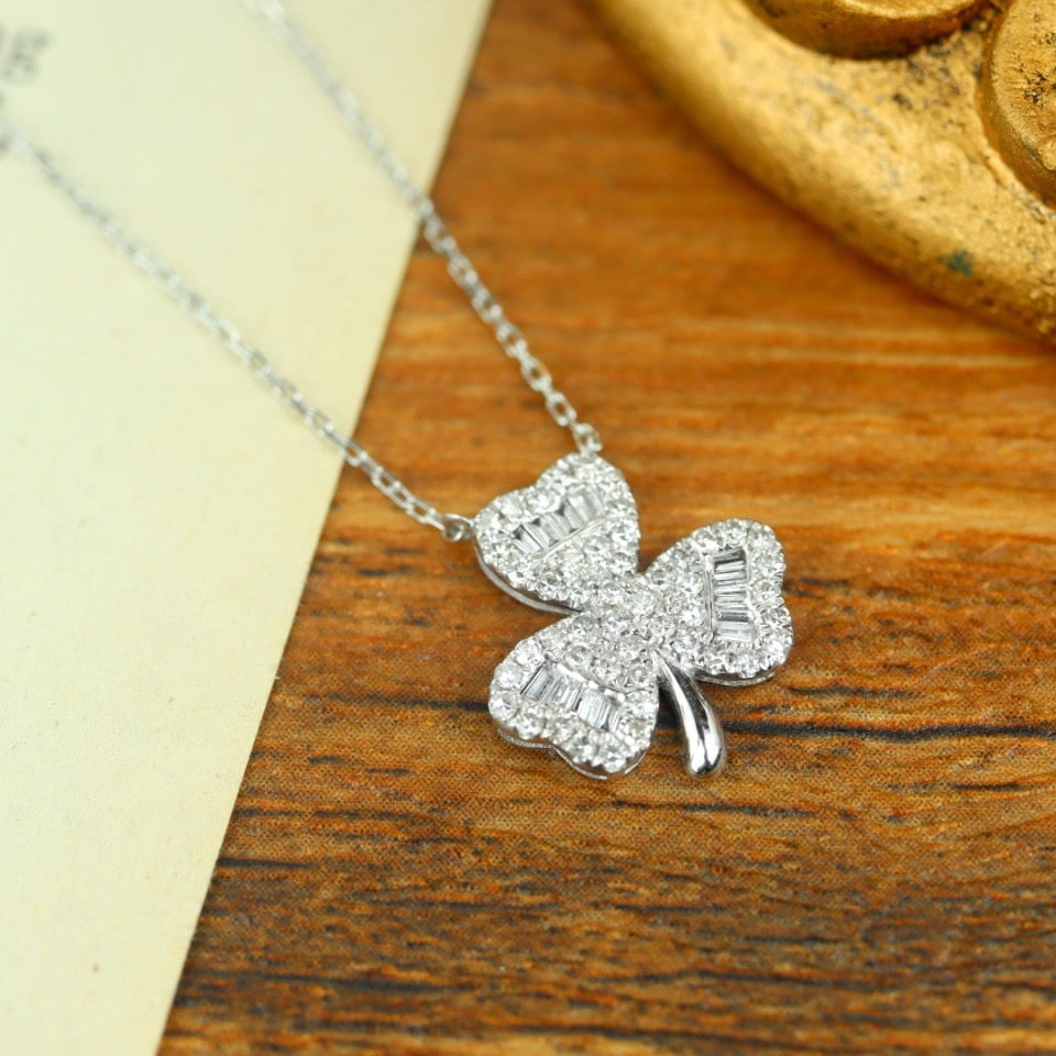 14k Gold 0.50 Ct Natural H Diamond Necklace - 2