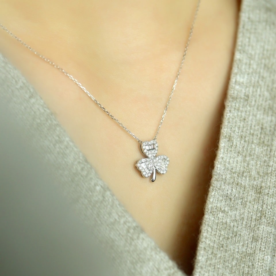 14k Gold 0.50 Ct Natural H Diamond Necklace - 6