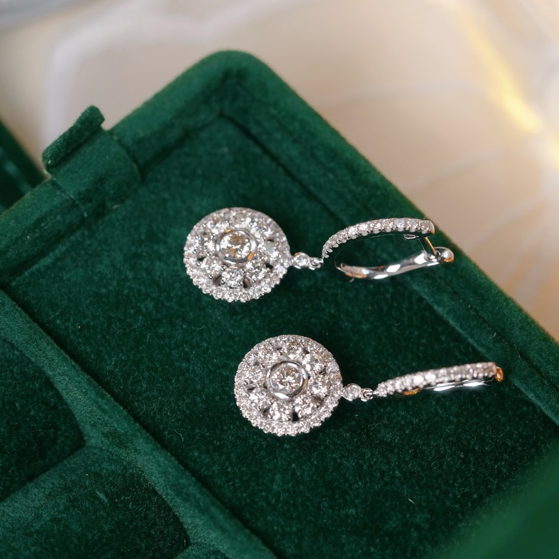 14k Gold 1.80 Ct Natural H Diamond Earrings - 8