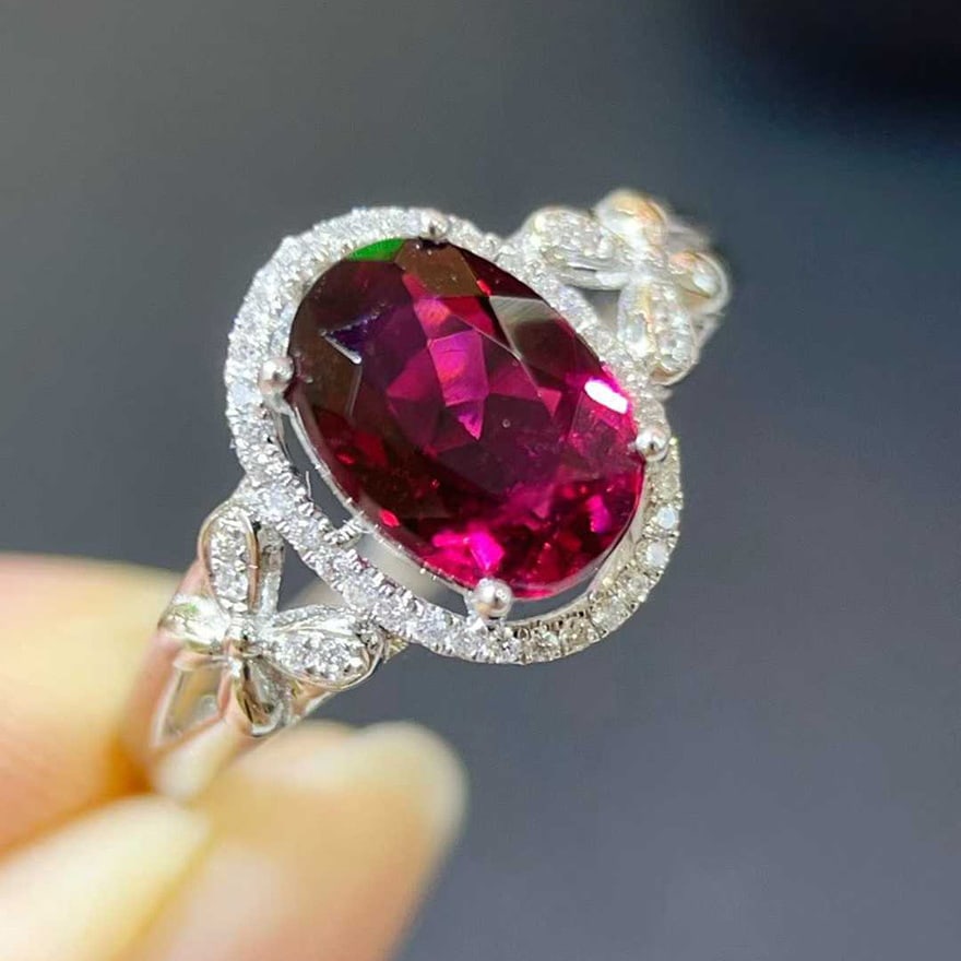 14k Gold 1.62 Ctw Natural Tourmaline & Diamond Ring - 3