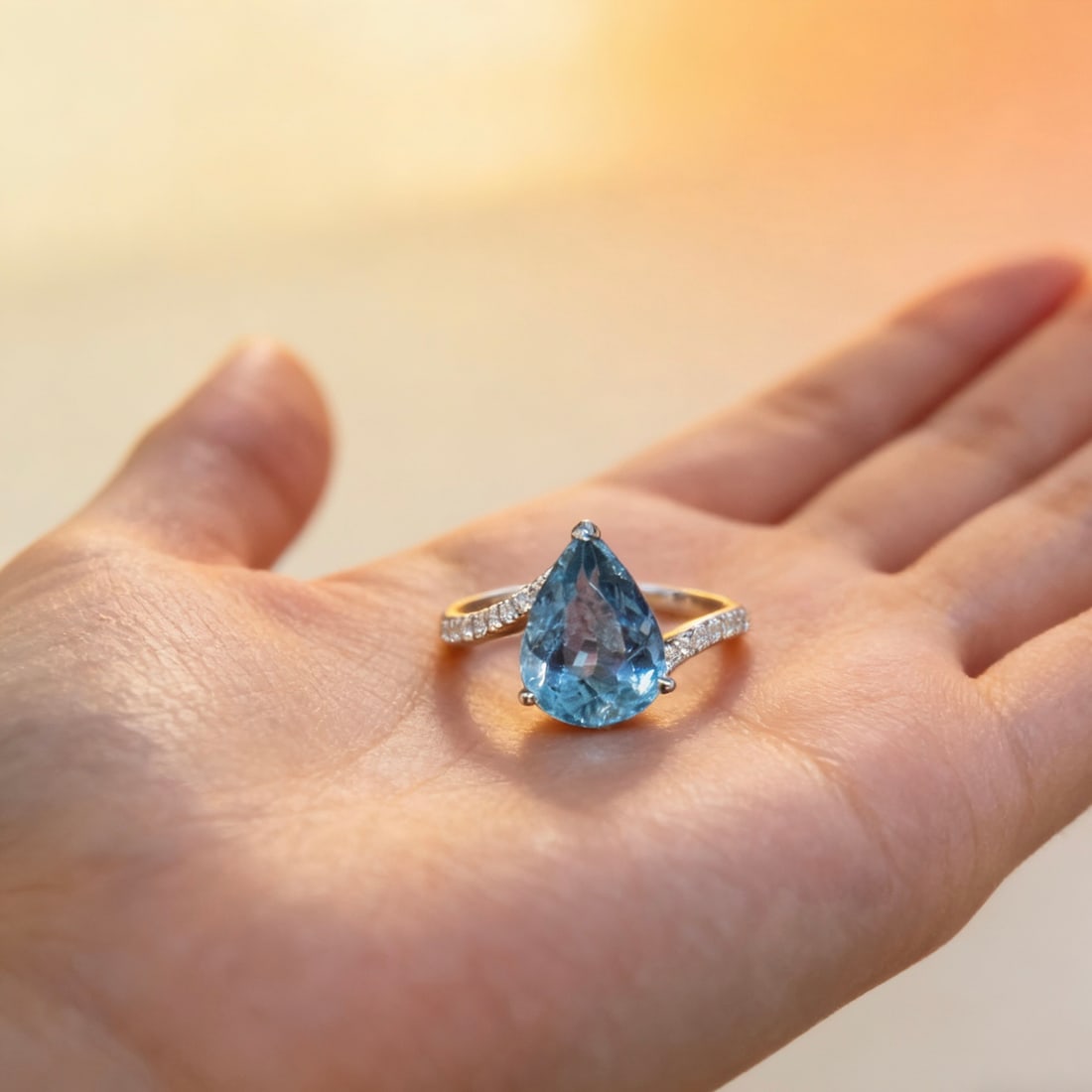14k Gold 2.77 Ct Natural Aquamarine & Diamond Ring - 2