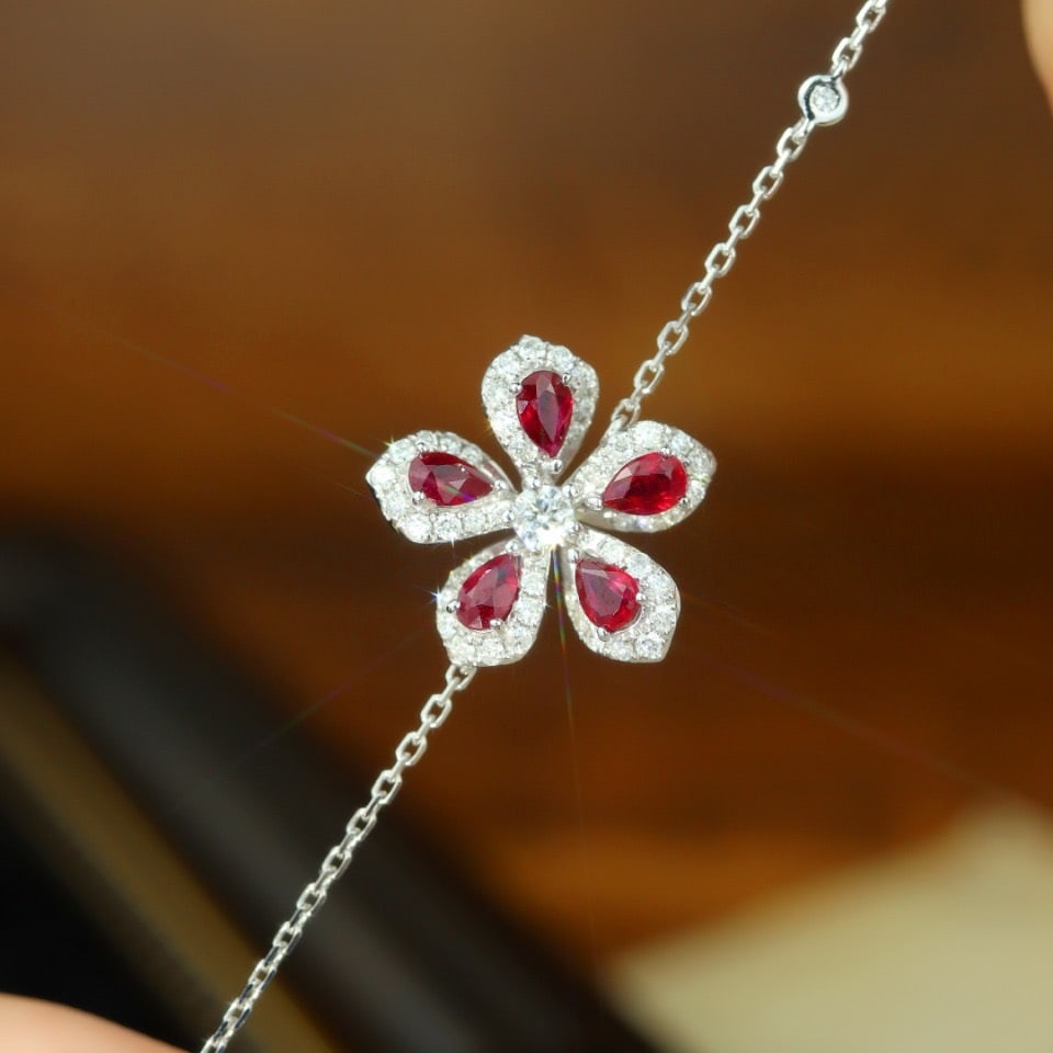 14k Gold 1.38 Ctw Vivid Red Natural Ruby & Diamond Bracelet - 3