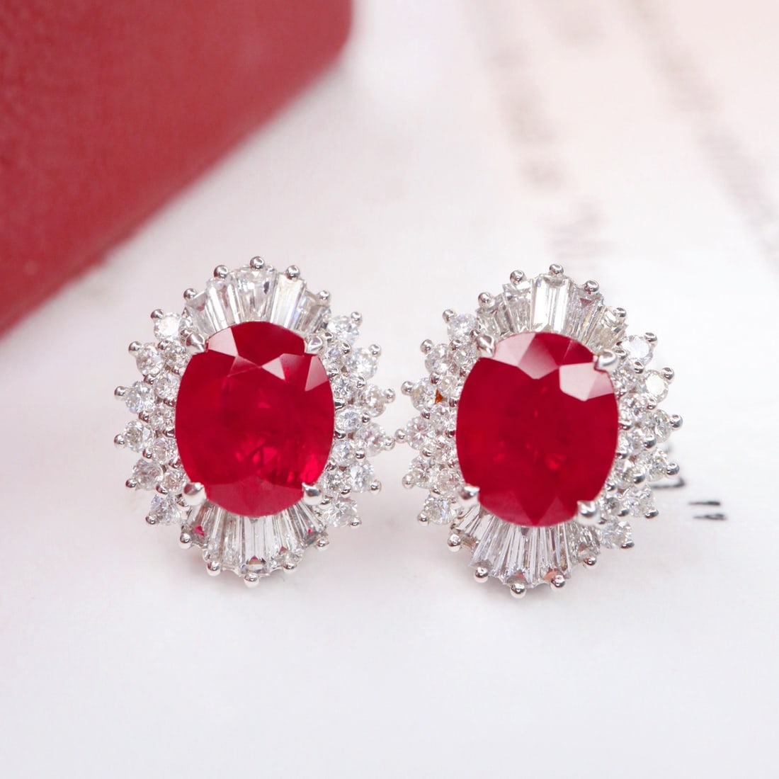 14k Gold 2.84 Ctw Natural Ruby & Diamond Earrings - 2