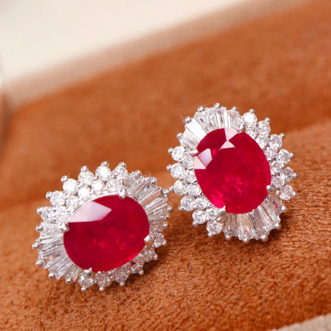 14k Gold 2.84 Ctw Natural Ruby & Diamond Earrings - 4
