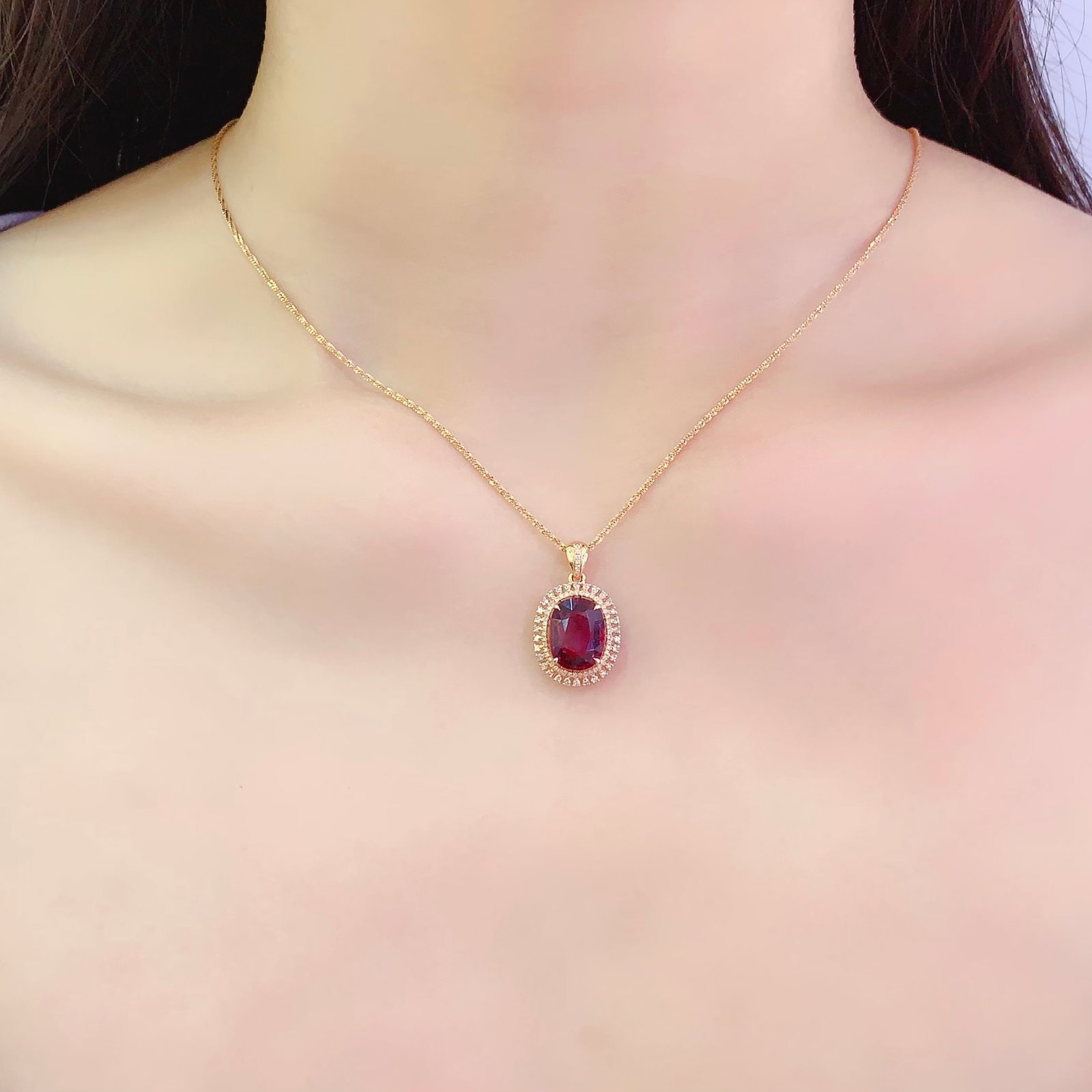 14k Gold 4 Ct Natural Tourmaline & Diamond Pendant( Without Chain ) - 6