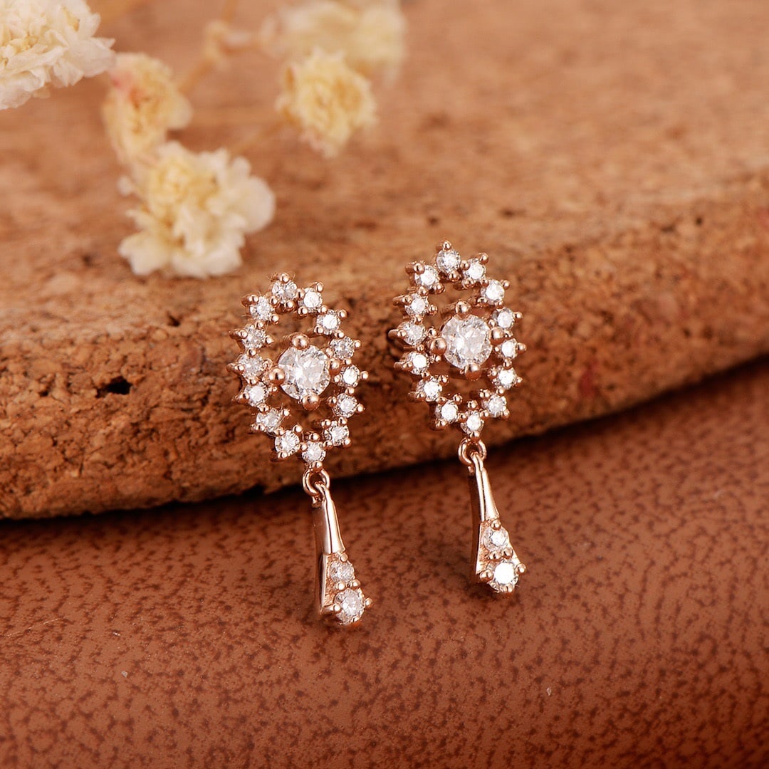 14k Gold 0.3 Ctw Natural H Diamond Earrings - 2