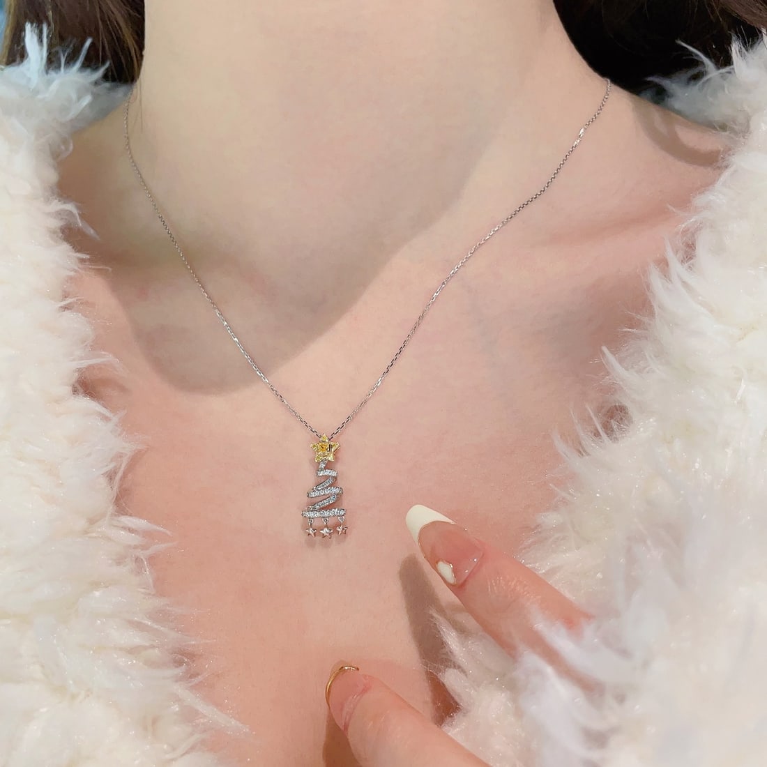 14k Gold 0.23 Ctw Natural Yellow Diamond & Diamond Necklace - 4