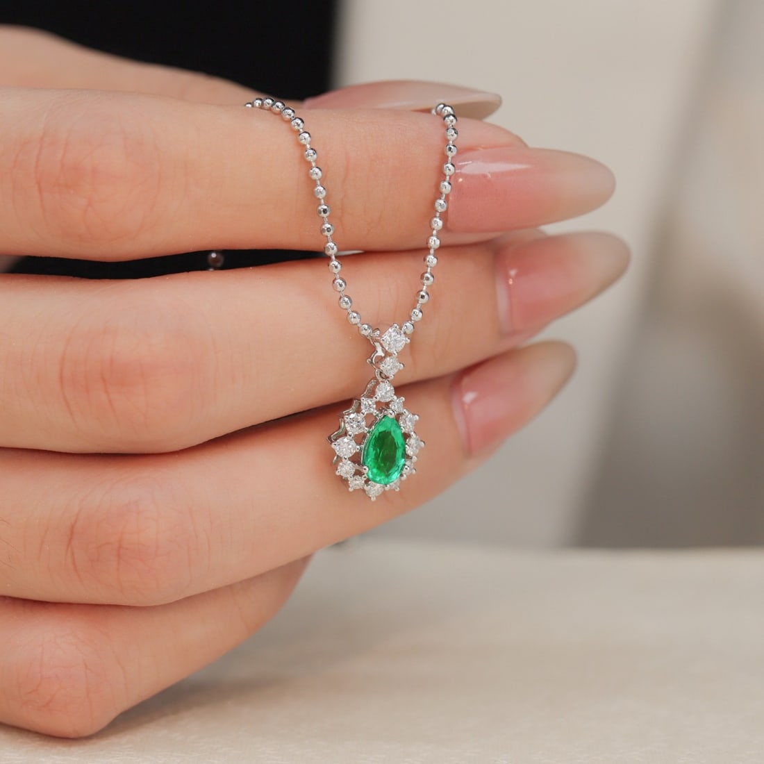 14k Gold 1.23 Ctw Natural Emerald & Diamond Pendant( Without Chain ) - 7