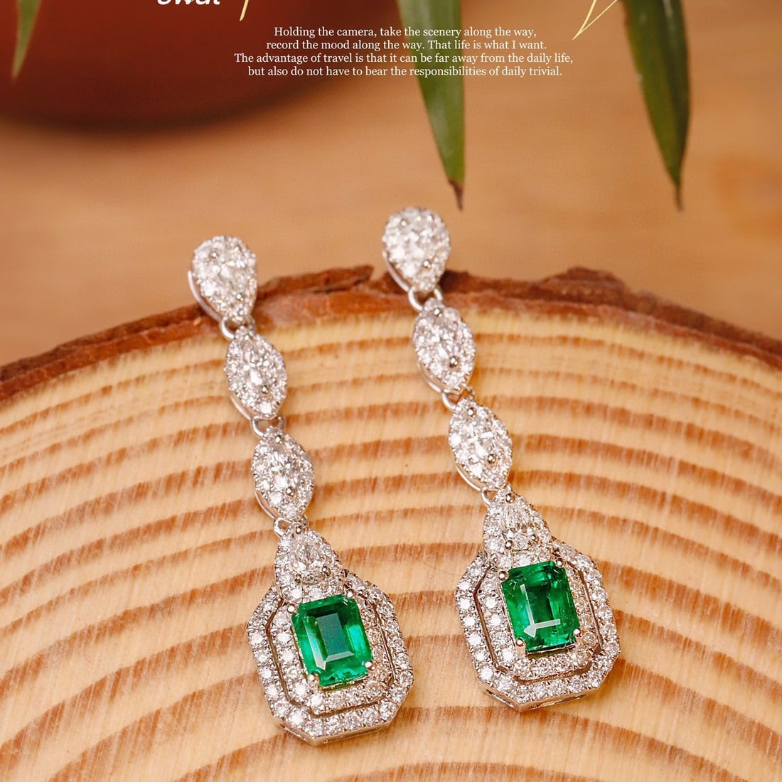 14k Gold 1.67 Ctw Vivid Green Natural Emerald & Diamond Jewelry Set - 2