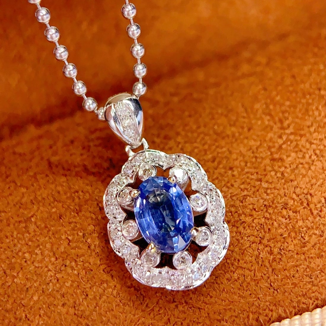 14k Gold 0.85 Ct Natural Sapphire & Diamond Pendant( Without Chain ) - 5