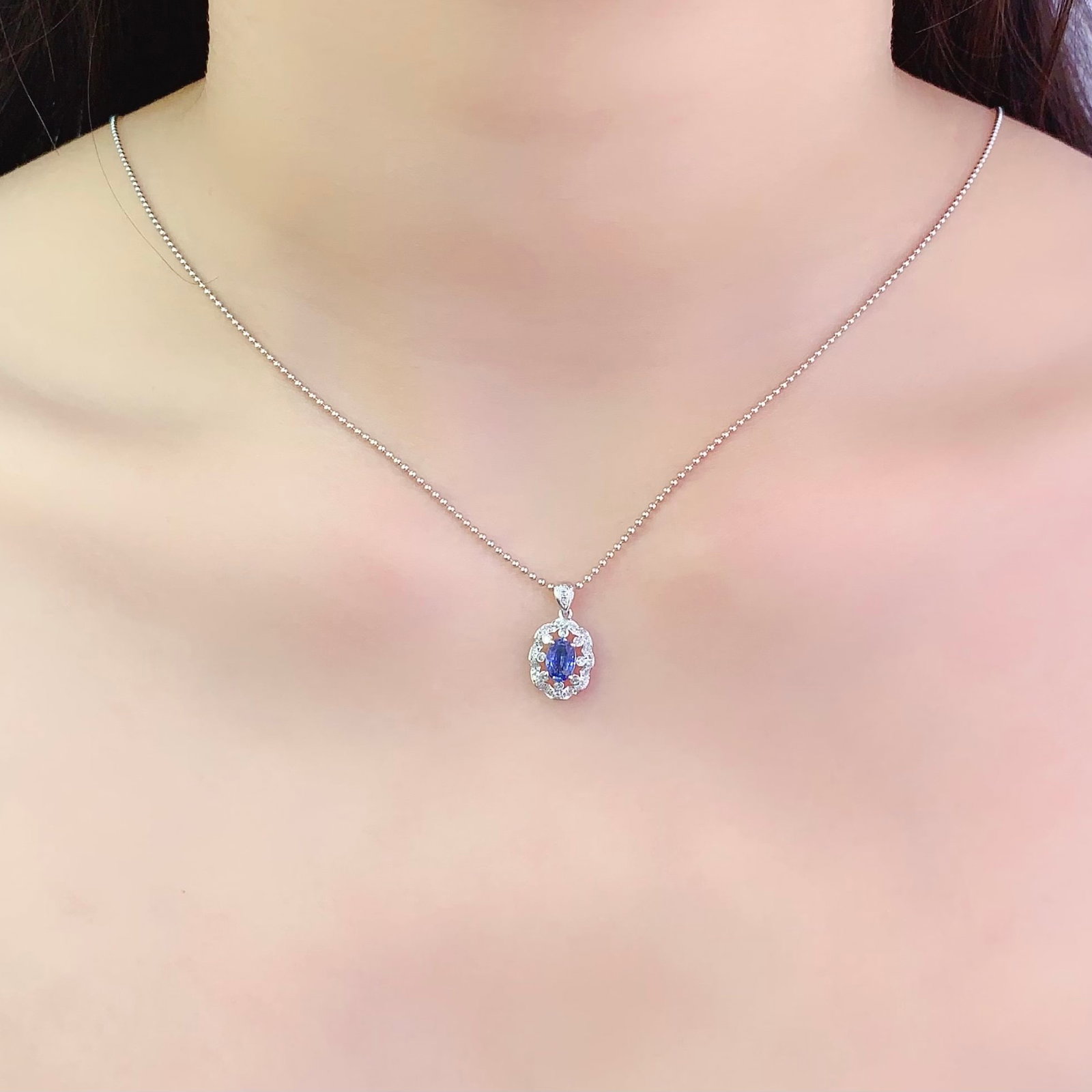 14k Gold 0.85 Ct Natural Sapphire & Diamond Pendant( Without Chain ) - 6