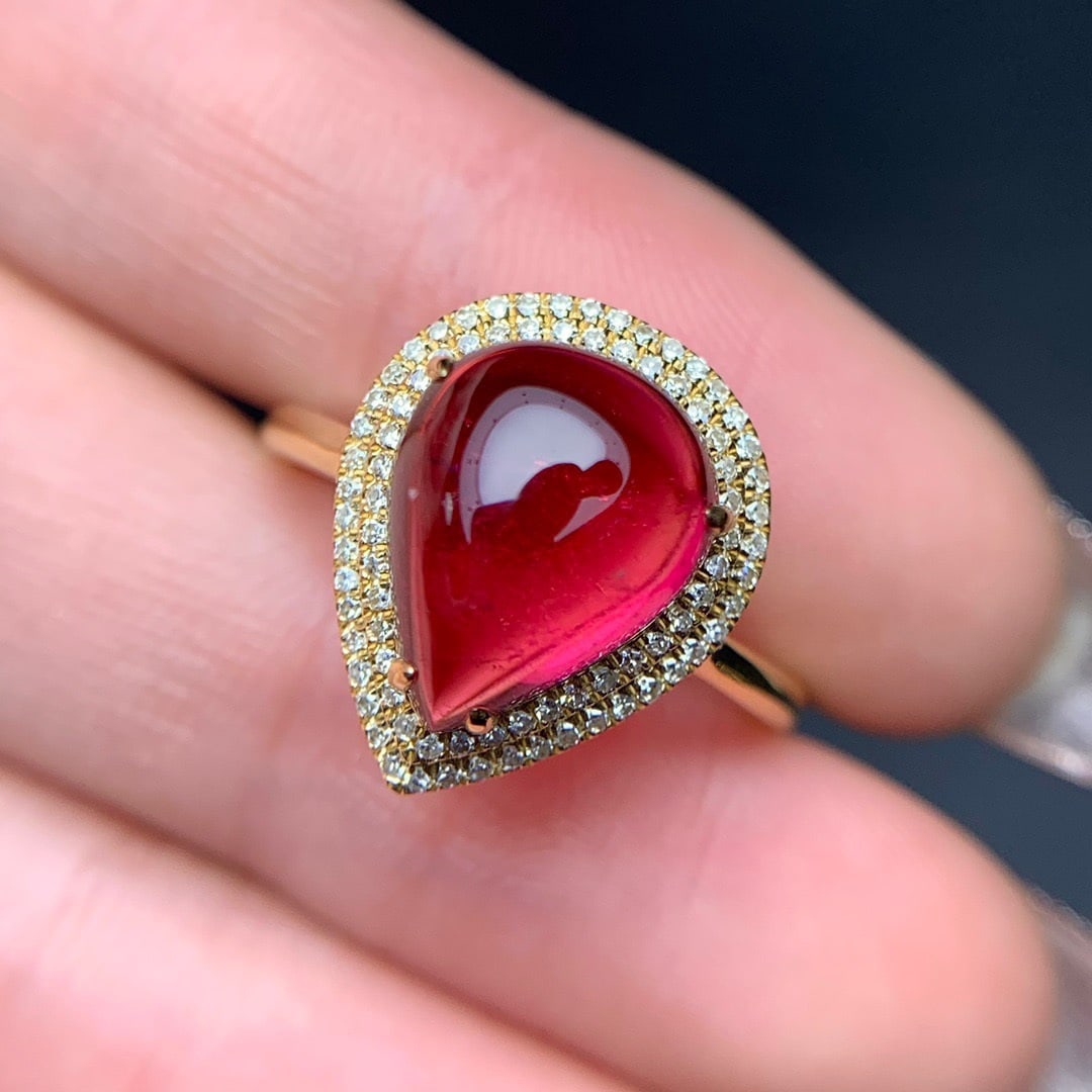 14k Gold 4.3 Ct Natural Tourmaline & Diamond Ring - 2