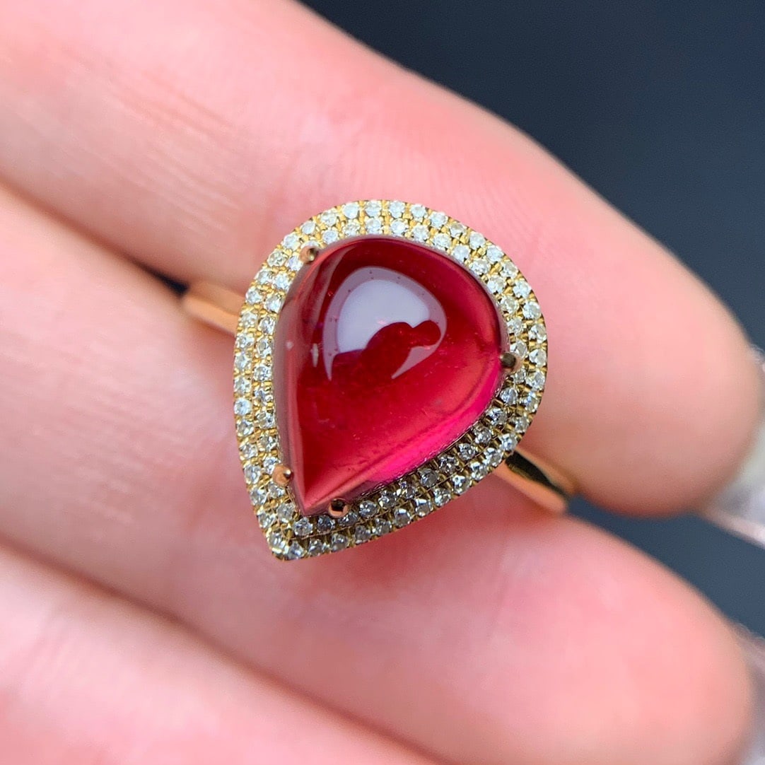 14k Gold 4.3 Ct Natural Tourmaline & Diamond Ring - 3