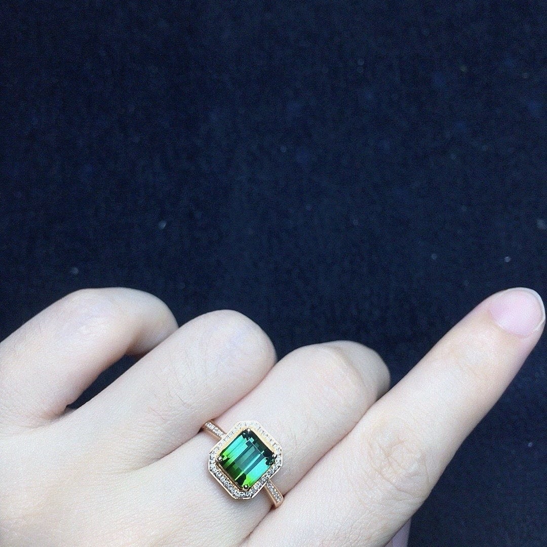 14k Gold 2.52 Ct Natural Tourmaline & Diamond Ring - 3