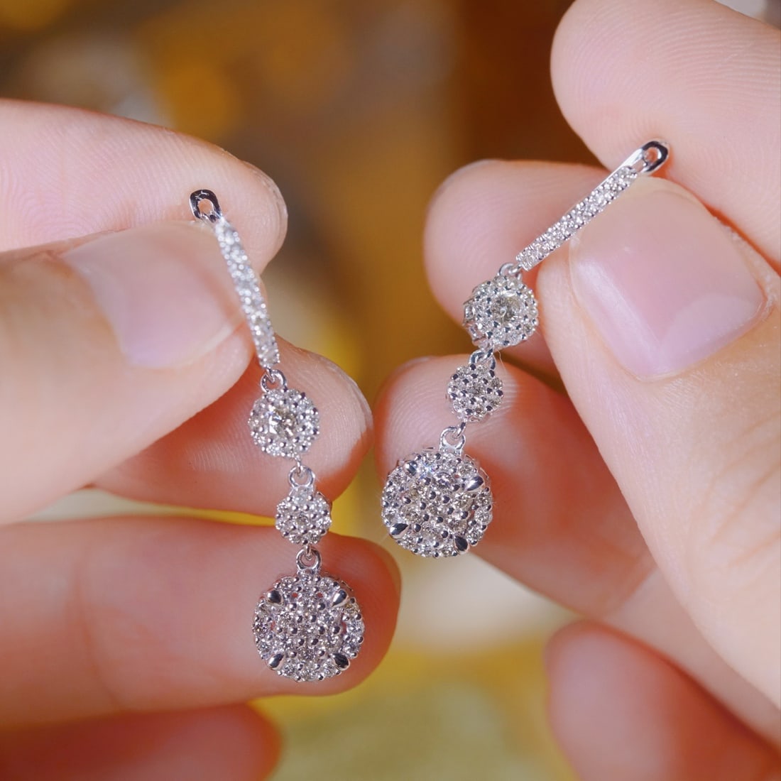 14k Gold 0.90 Ct Natural H Diamond Earrings - 2