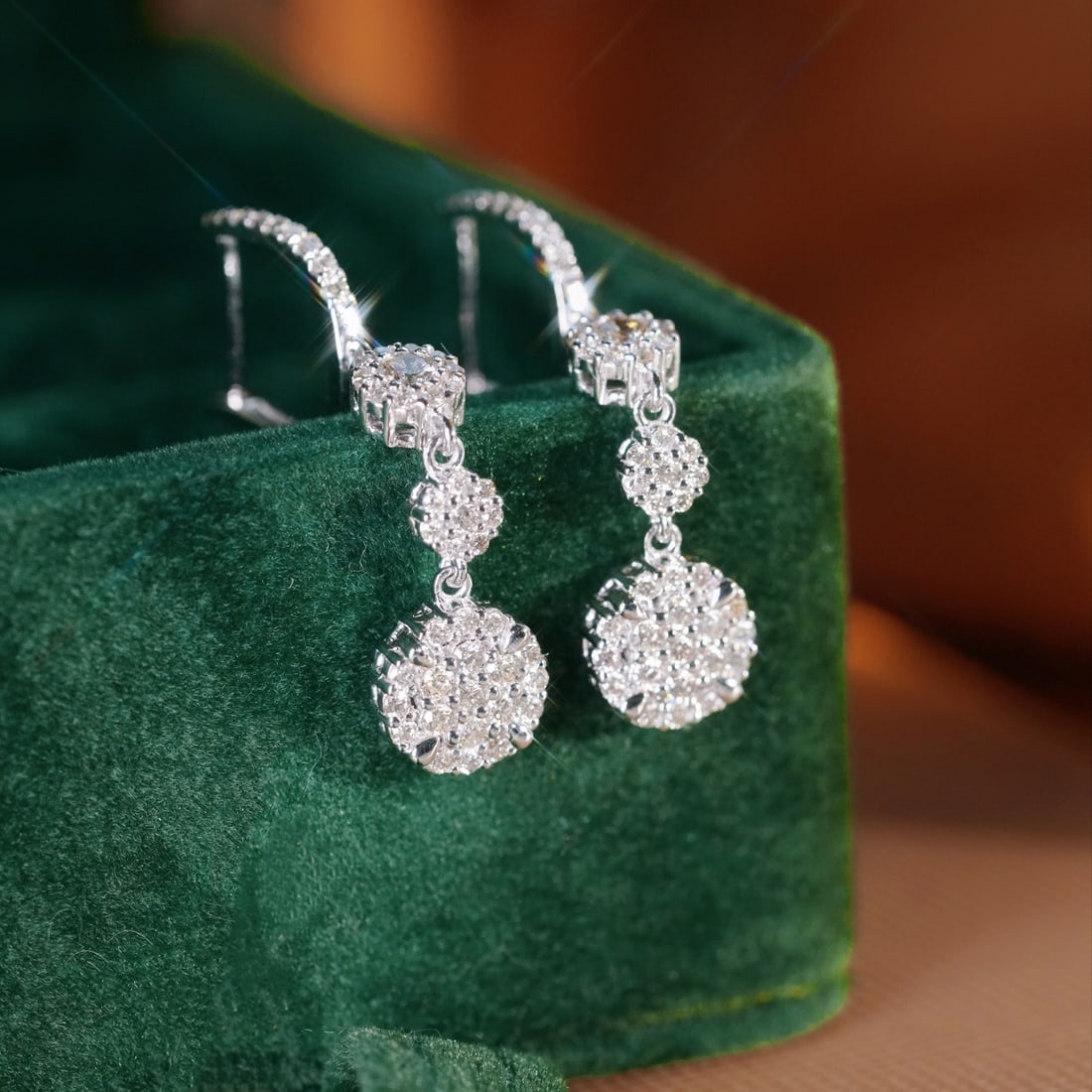 14k Gold 0.90 Ct Natural H Diamond Earrings - 7