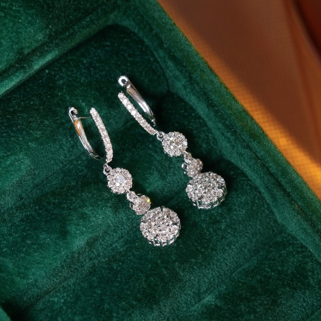 14k Gold 0.90 Ct Natural H Diamond Earrings - 8