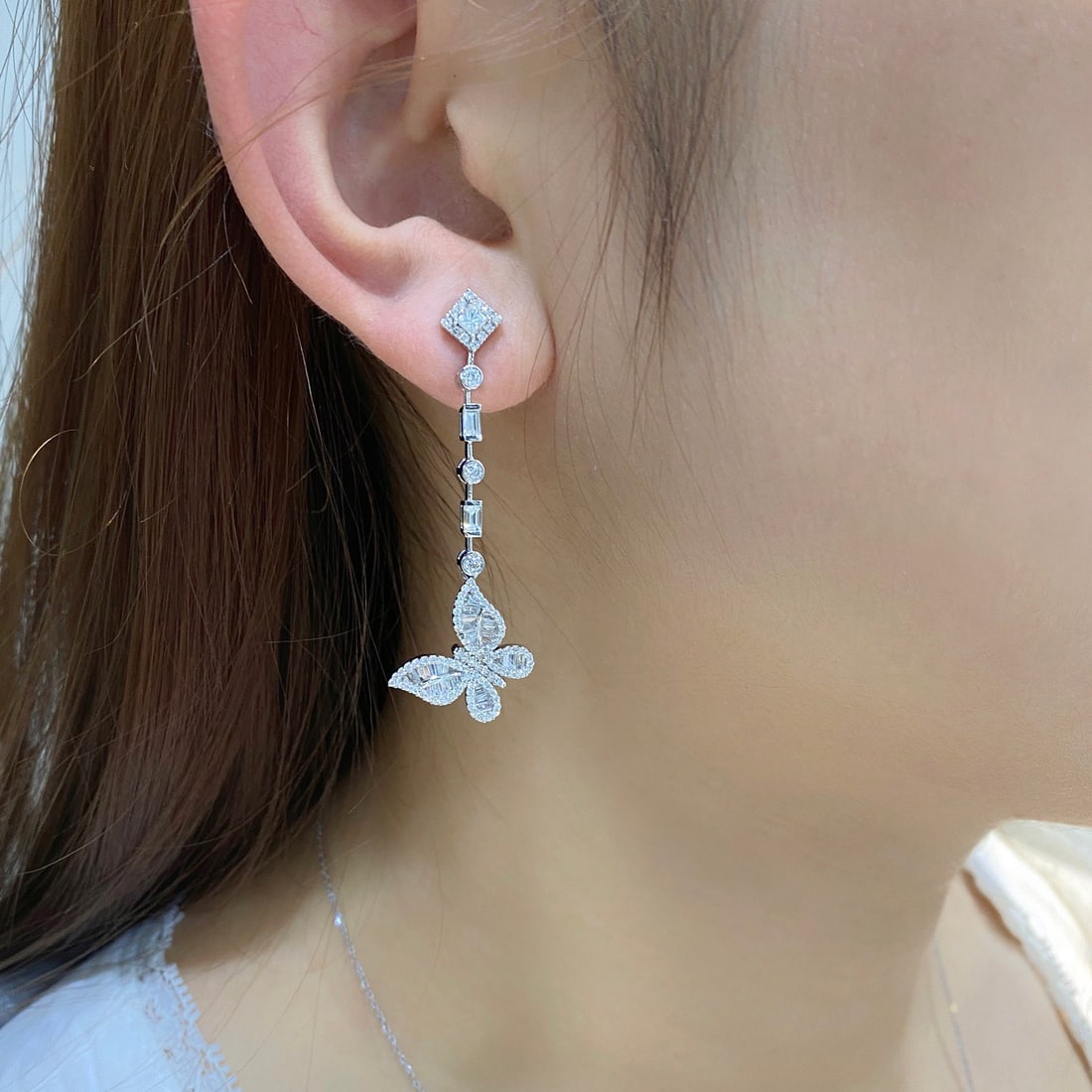 14k Gold 1.76 Ctw Natural H Diamond & Butterfly Earrings - 3