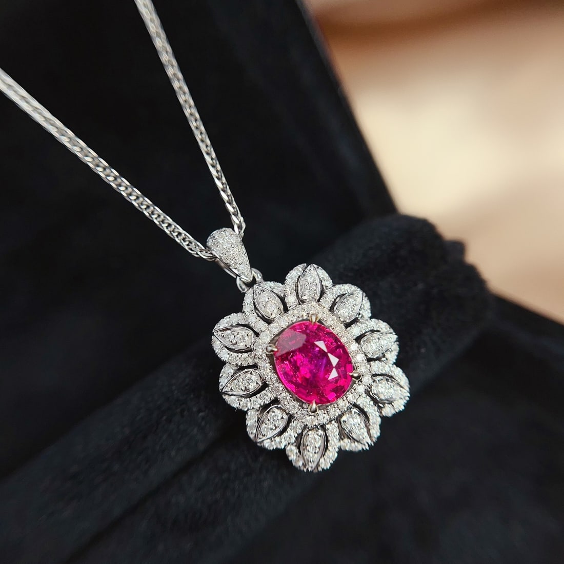 14k Gold 3.37 Ctw Natural Ruby & Diamond Pendant( Without Chain ) - 2