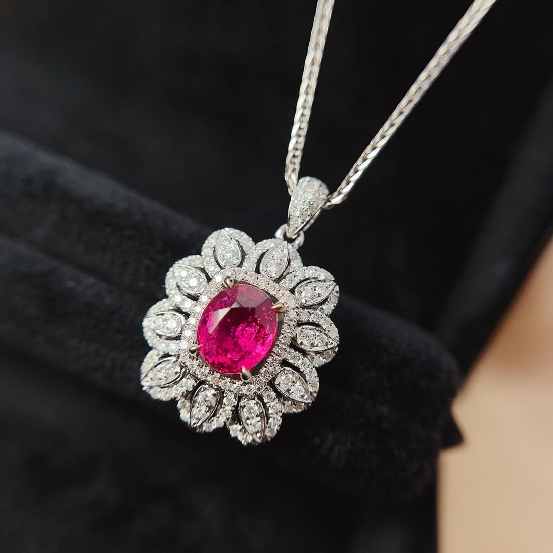 14k Gold 3.37 Ctw Natural Ruby & Diamond Pendant( Without Chain ) - 3