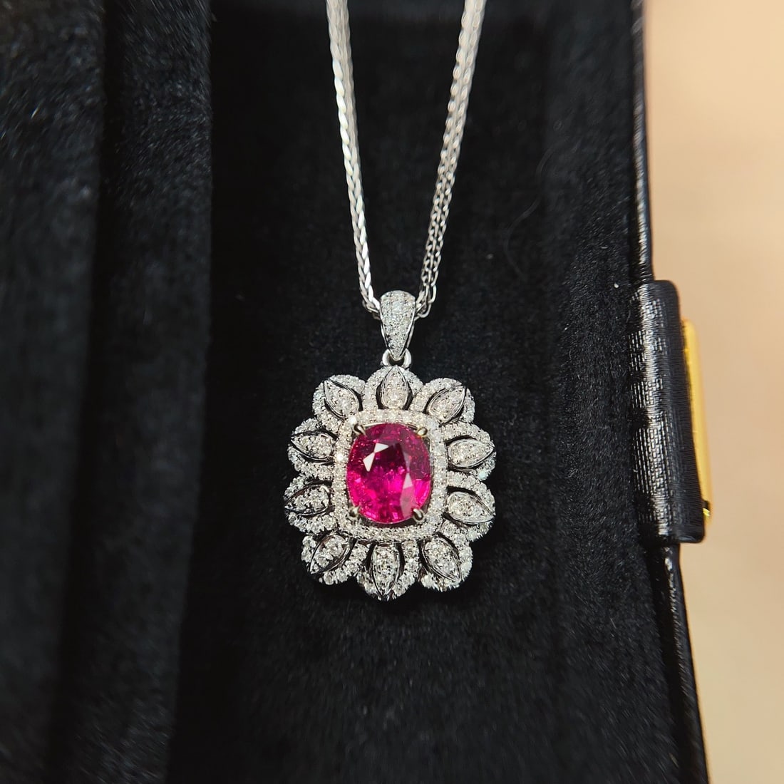 14k Gold 3.37 Ctw Natural Ruby & Diamond Pendant( Without Chain ) - 5