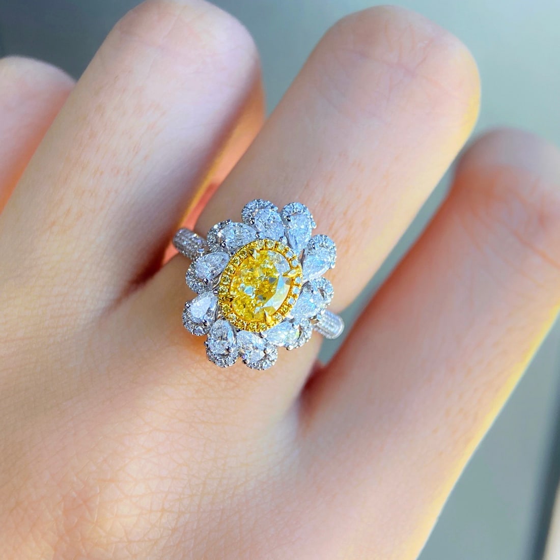 Gia Certified 14k Gold 2.09 Ctw Natural Yellow Diamond & Diamond Ring/pendant( Without Chain ) - 3