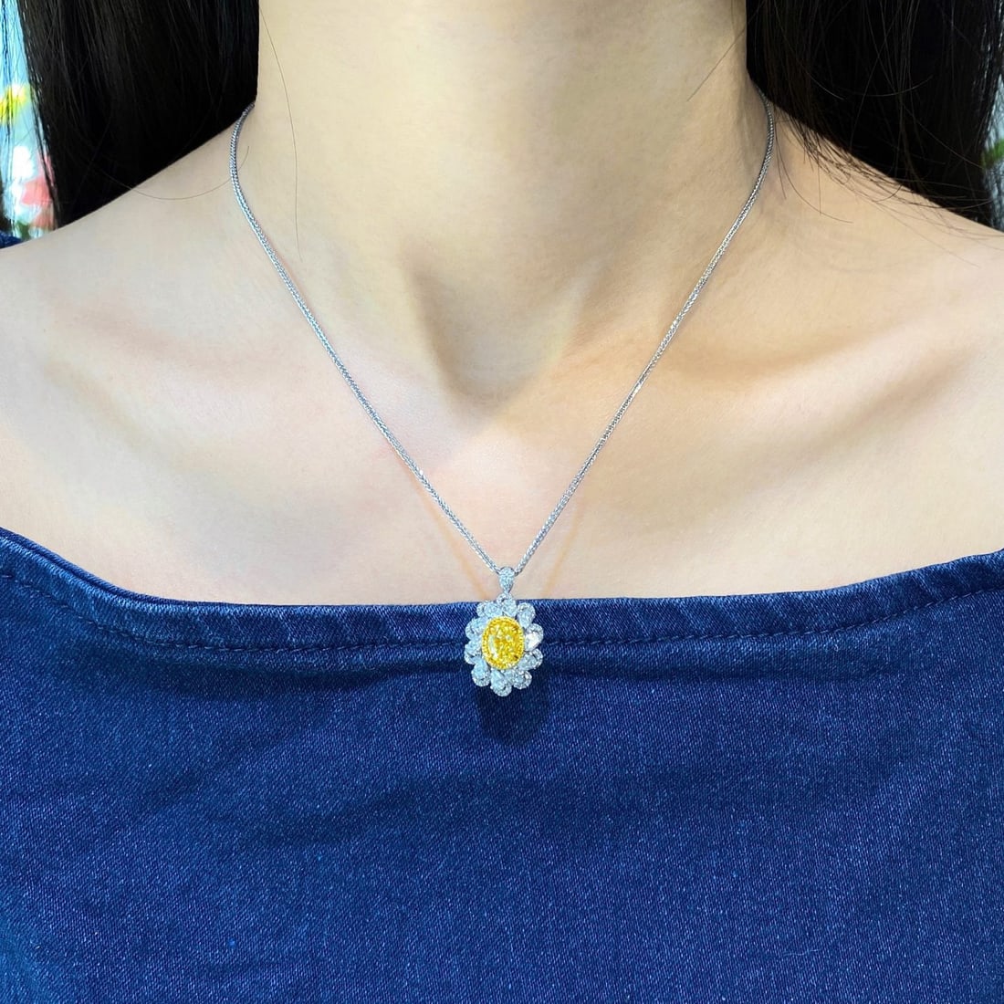 Gia Certified 14k Gold 2.09 Ctw Natural Yellow Diamond & Diamond Ring/pendant( Without Chain ) - 4