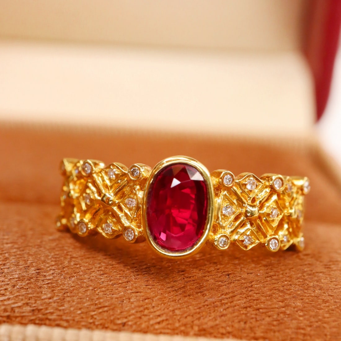 14k Gold 0.86 Ctw Natural Ruby & Diamond Ring - 2