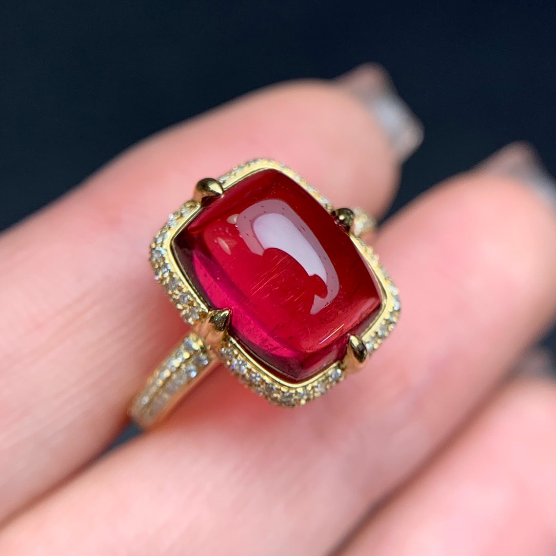 14k Gold 5.20 Ct Natural Tourmaline & Diamond Ring - 3