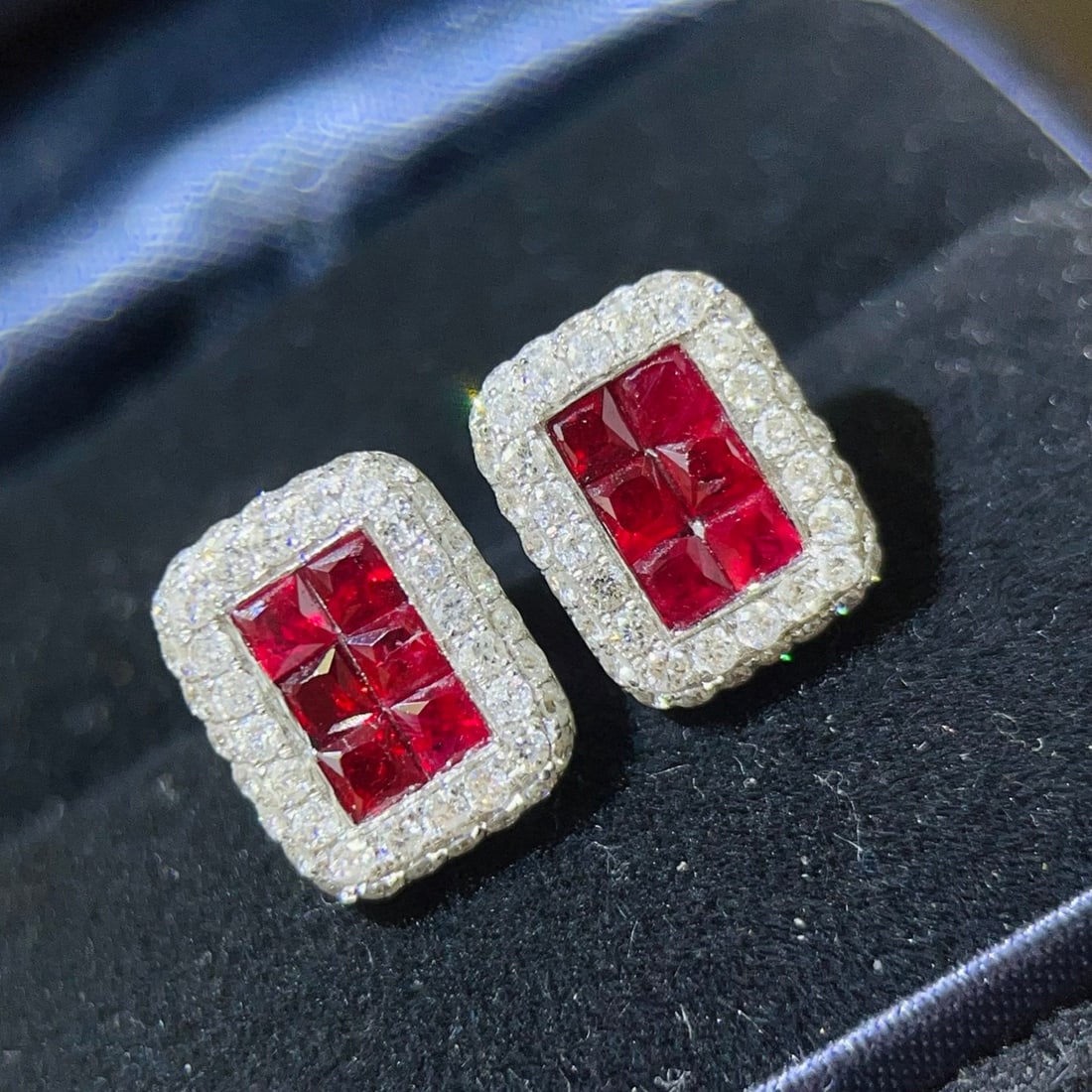 14k Gold 1.86 Ctw Natural Ruby & Diamond Earrings - 2