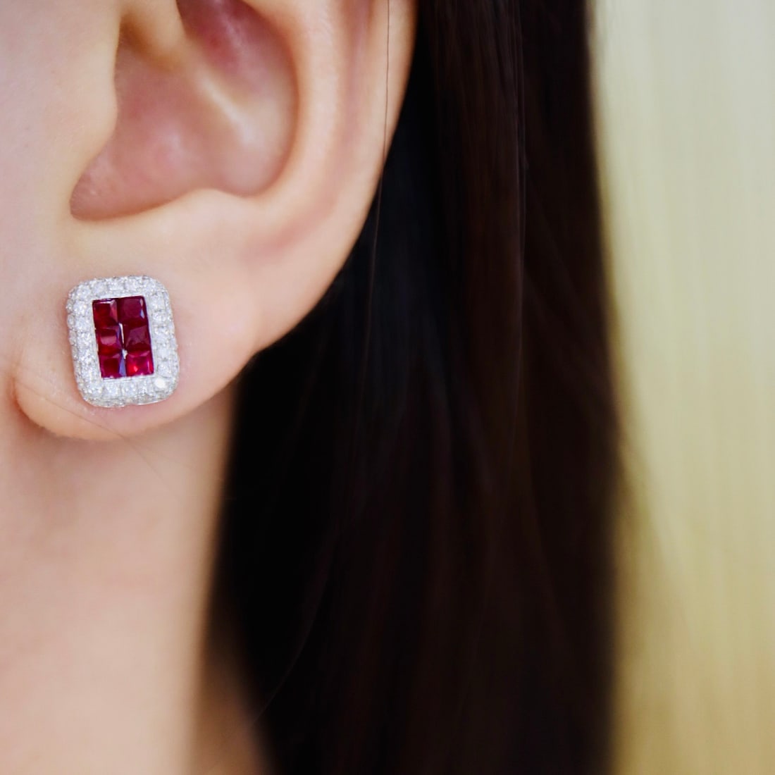 14k Gold 1.86 Ctw Natural Ruby & Diamond Earrings - 5