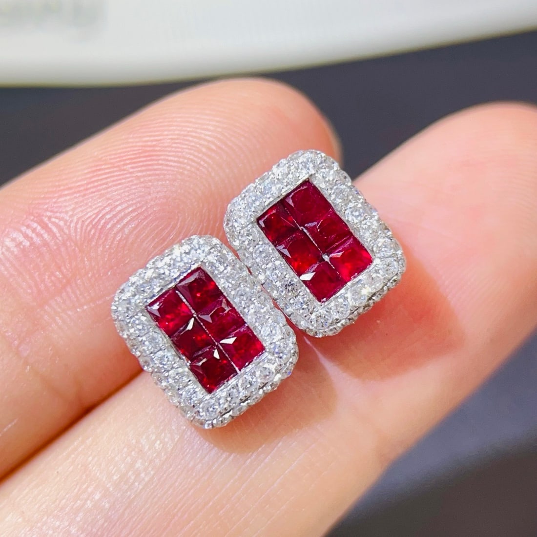 14k Gold 1.86 Ctw Natural Ruby & Diamond Earrings - 6