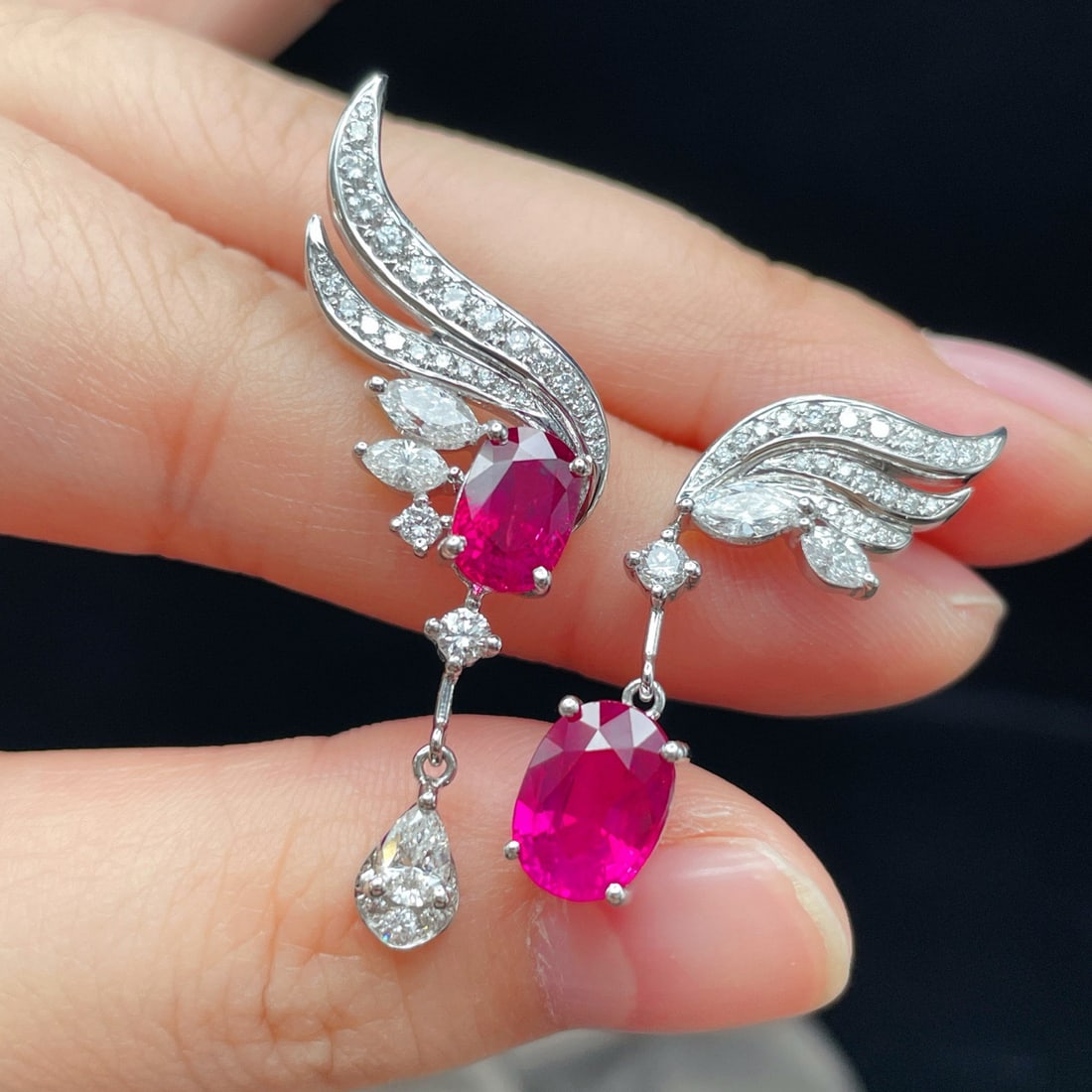 14k Gold 5.42 Ctw Natural Ruby & Diamond Earrings - 2